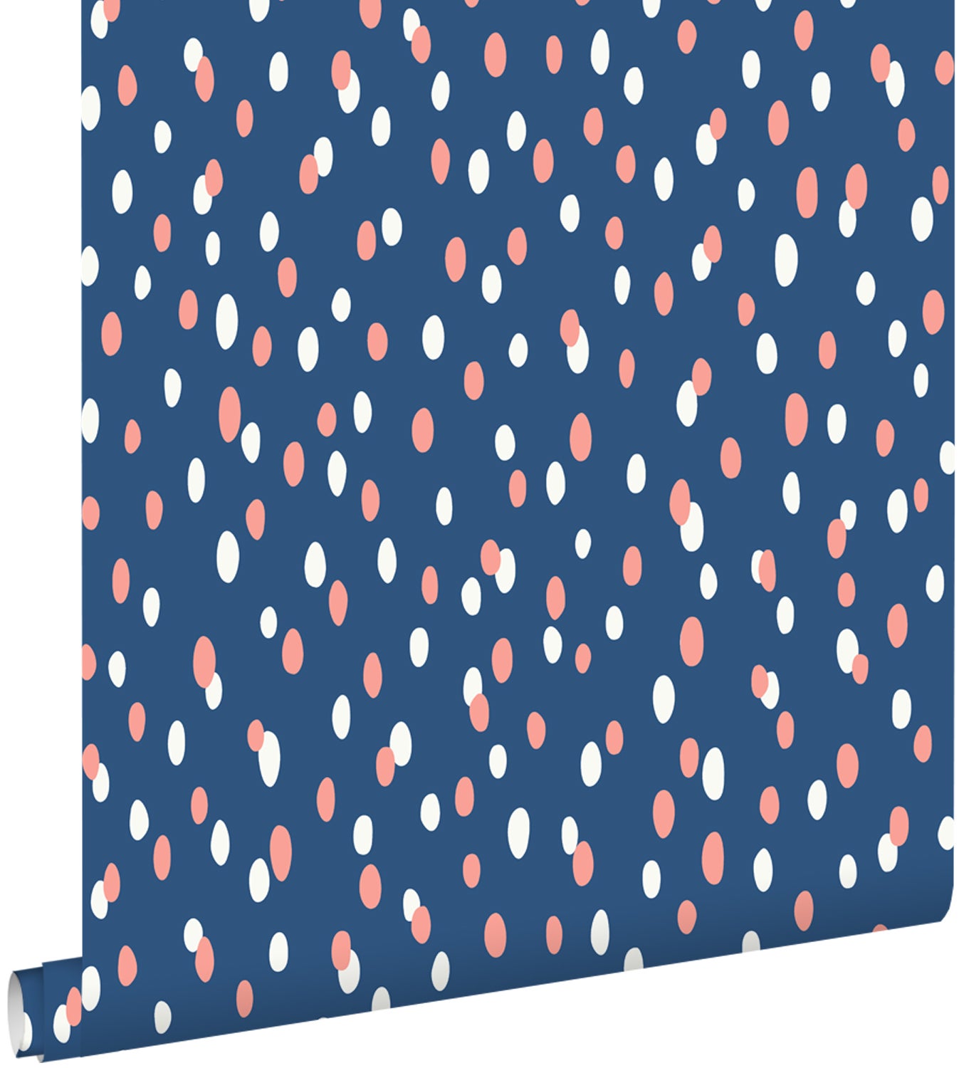 Tapeta kropki niebieskimIróżowym - 50 x 900 cm - ESTAHOME