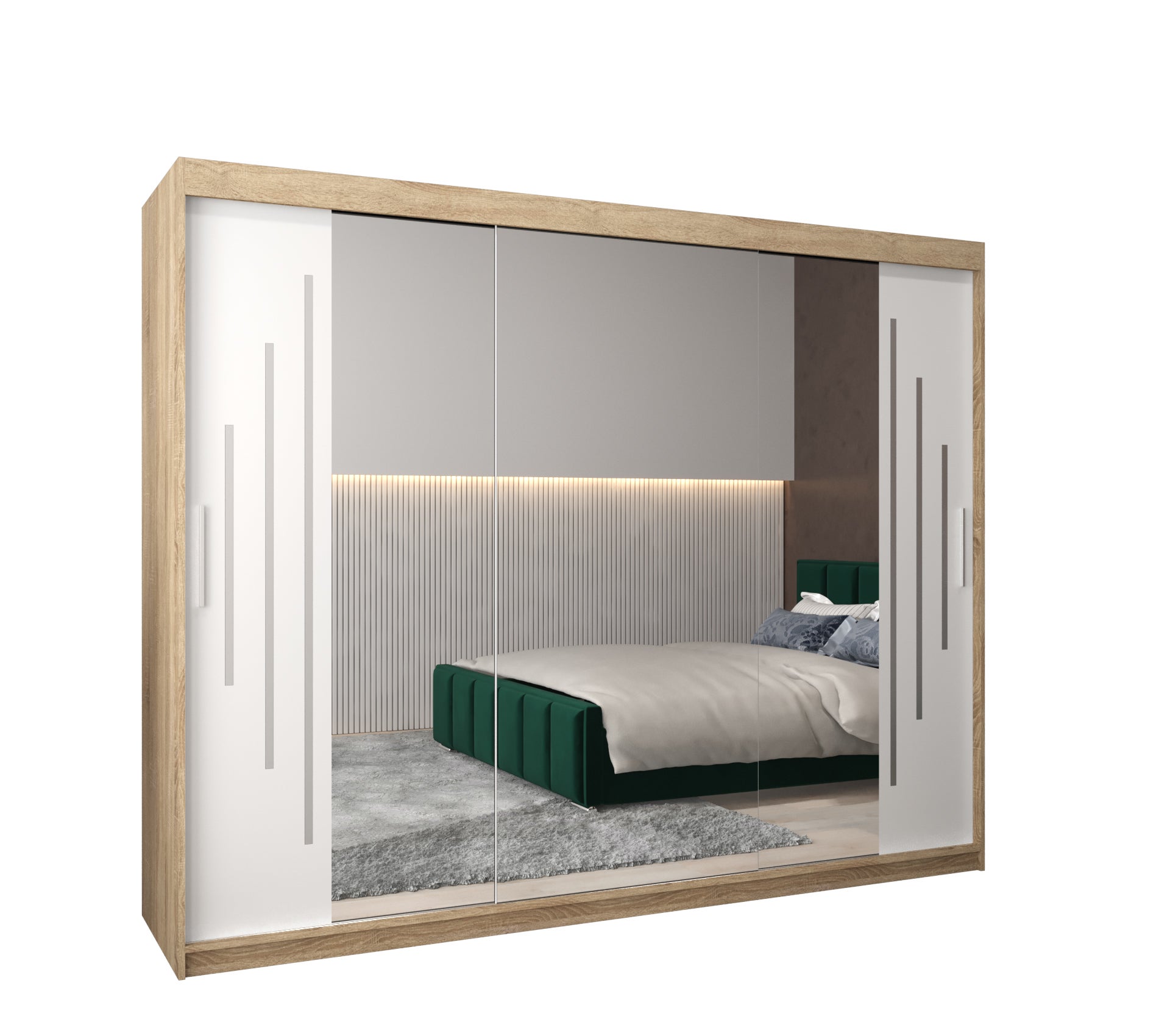 Szafa przesuwna garderoba York 2 250 x 62 x 200 cm Sonoma + Biały - Abiks Meble