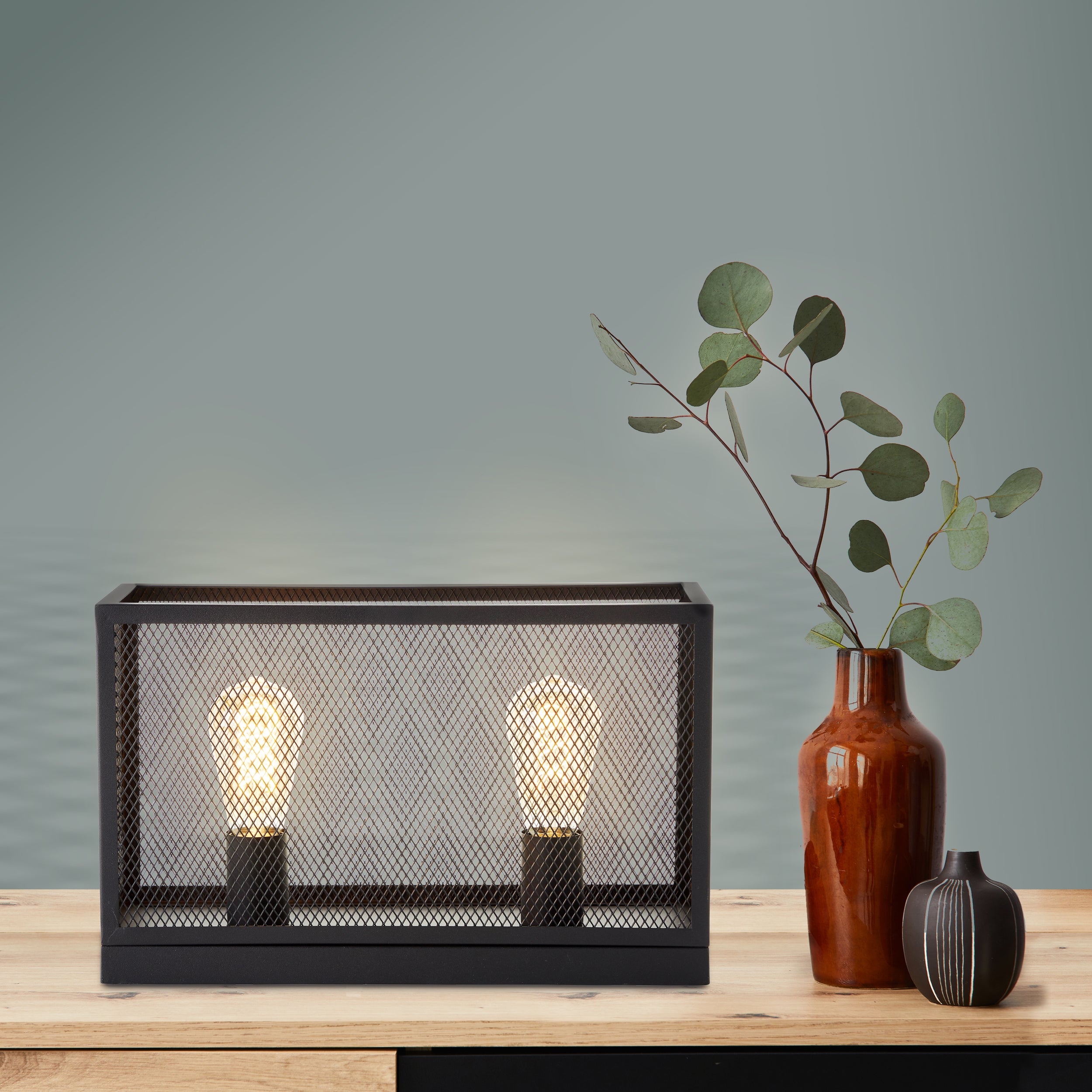 Brilliant Maze lampa stołowa 40x15cm czarny korund czarny metal 2x A60, E27, 60 W - 5