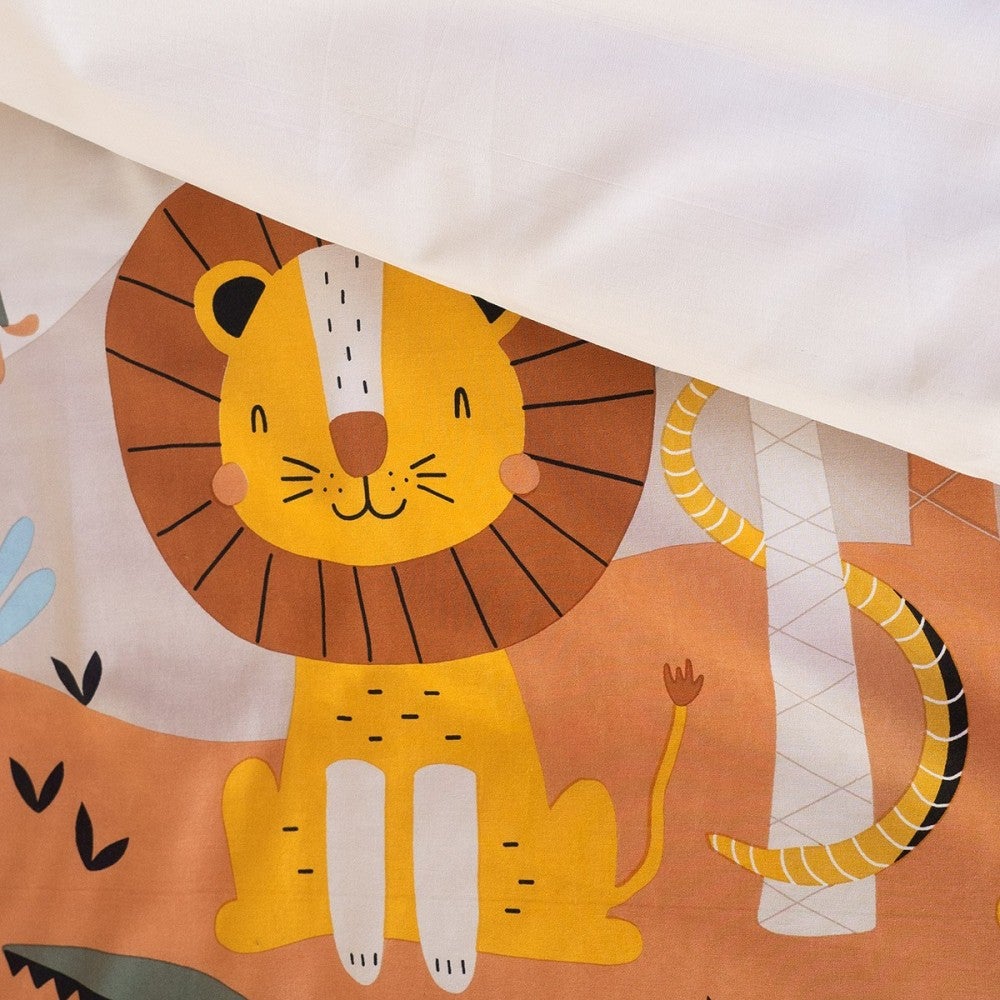 Parure de lit enfant SAVANE – 140x200 cm + 1 taie – Coton imprimé 57 fils/cm² - 140x200cm - Terre cuite - 3