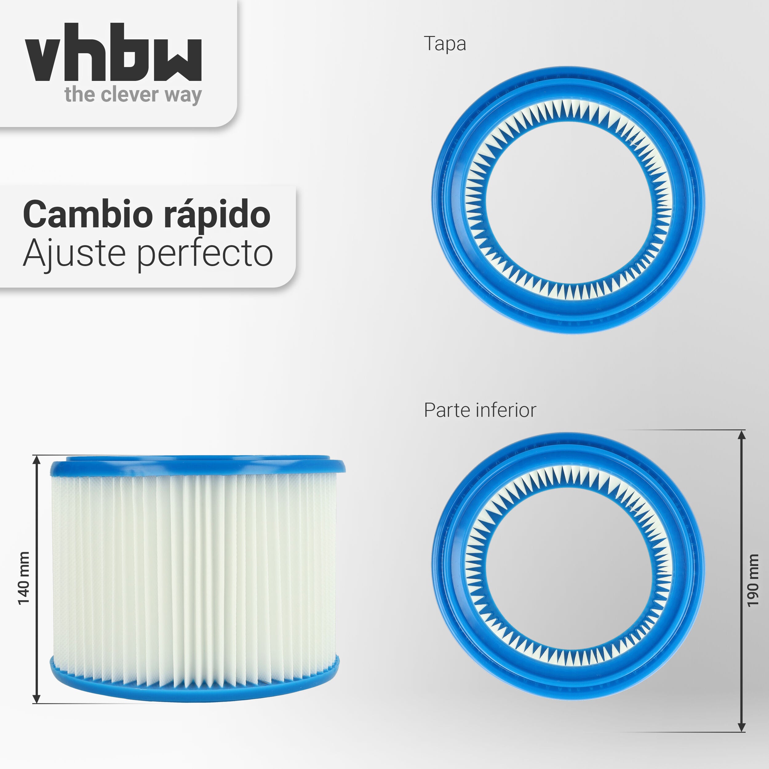 vhbw Set de filtres 3x Filtre plissé compatible avec Nilfisk Attix 40-01 PC Inox, 40-0M PC Zone 22 aspirateur à sec ou humide - Filtre à cartouche - 6