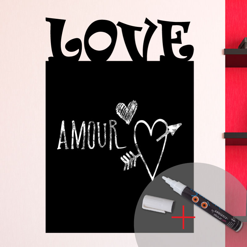 Vinilo pizarra love + tiza líquida blanca - adhesivo de pared - revestimiento sticker mural decorativo - 50x35cm