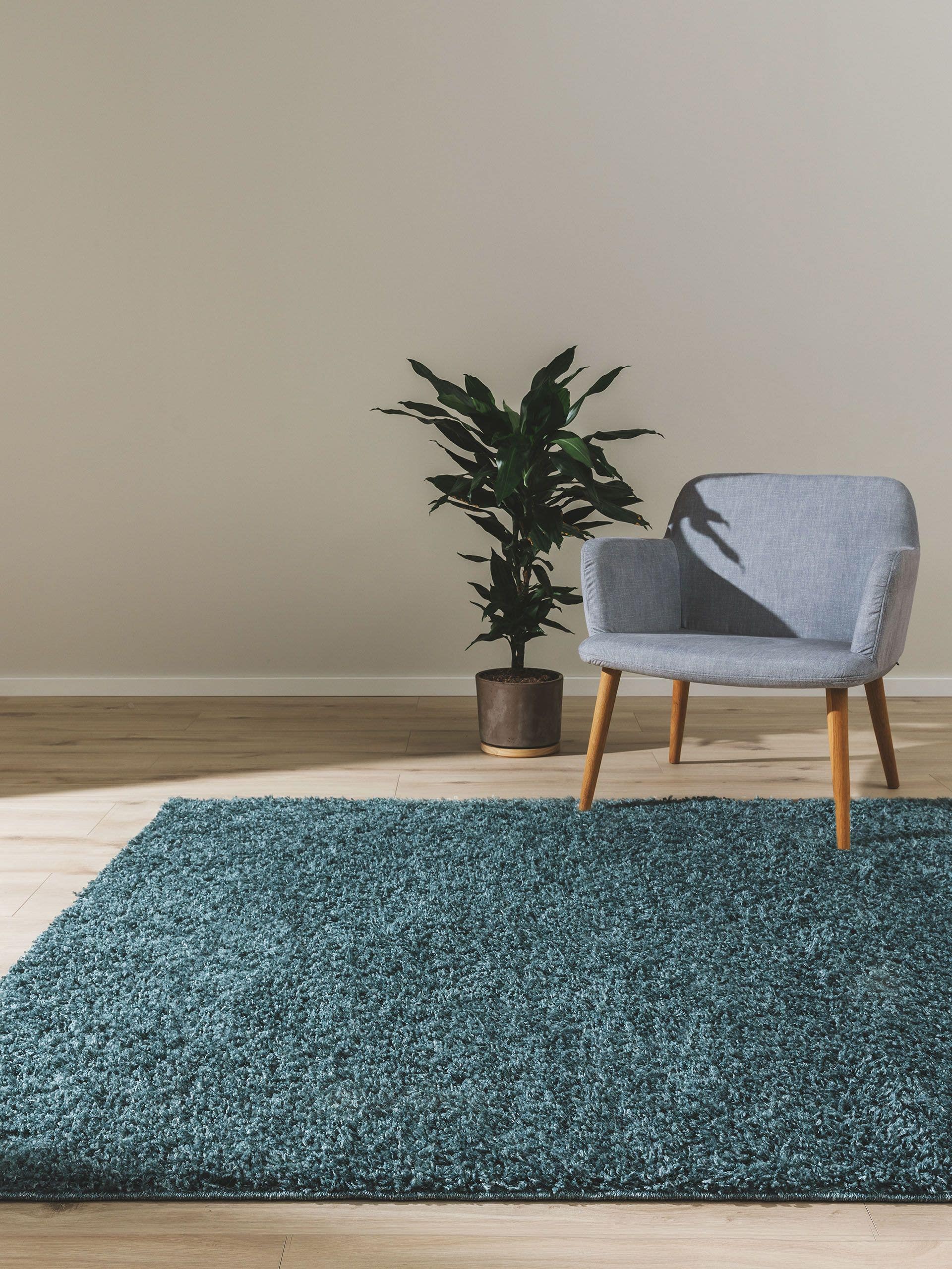 BENUTA - Tapis à poils longs lavable Soho bleu 133x190 cm - 6