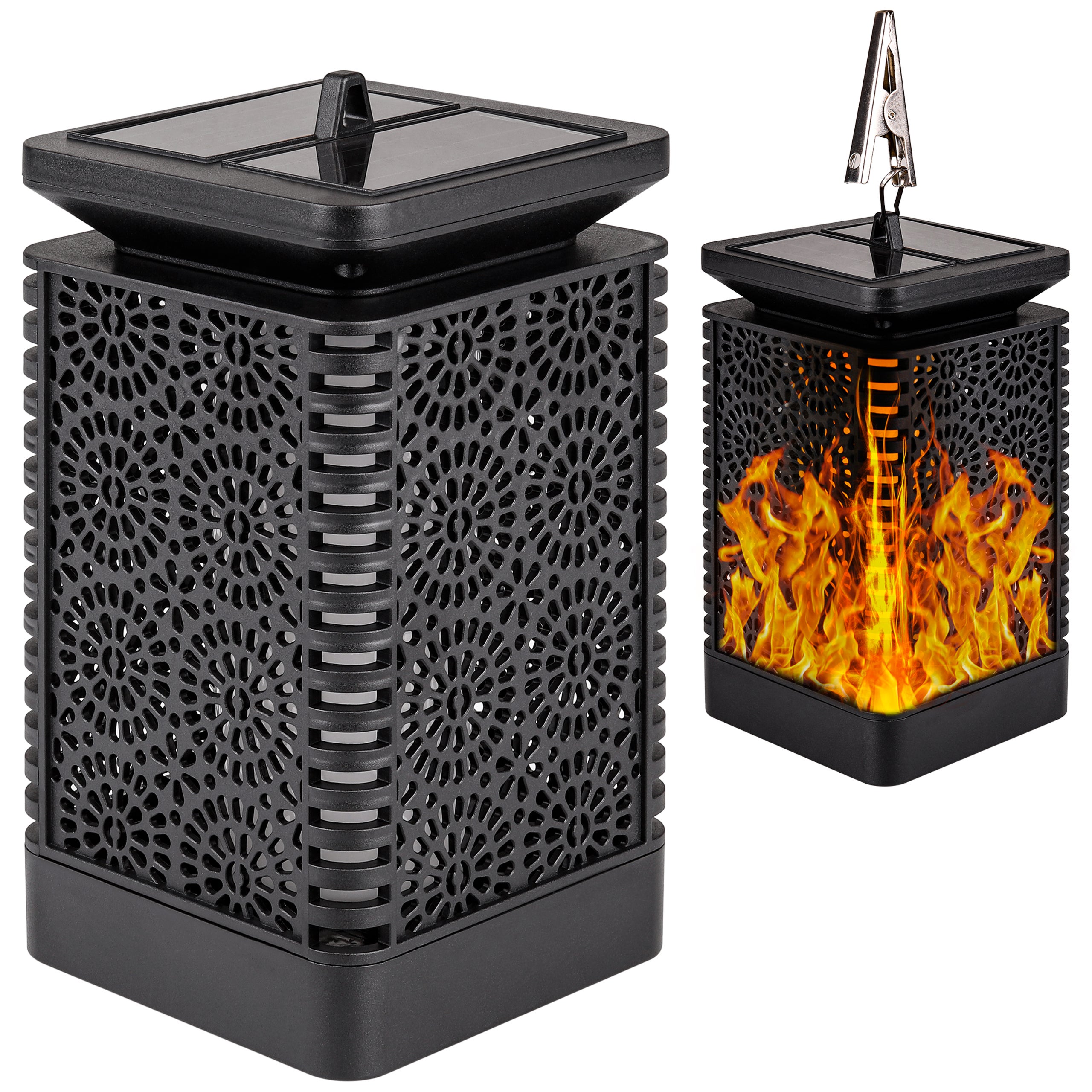 Lampa solarna LED wisząca stojąca 2w1 17cm IP44 3000K czujnik zmierzchu imitacja płomienia MasterLED