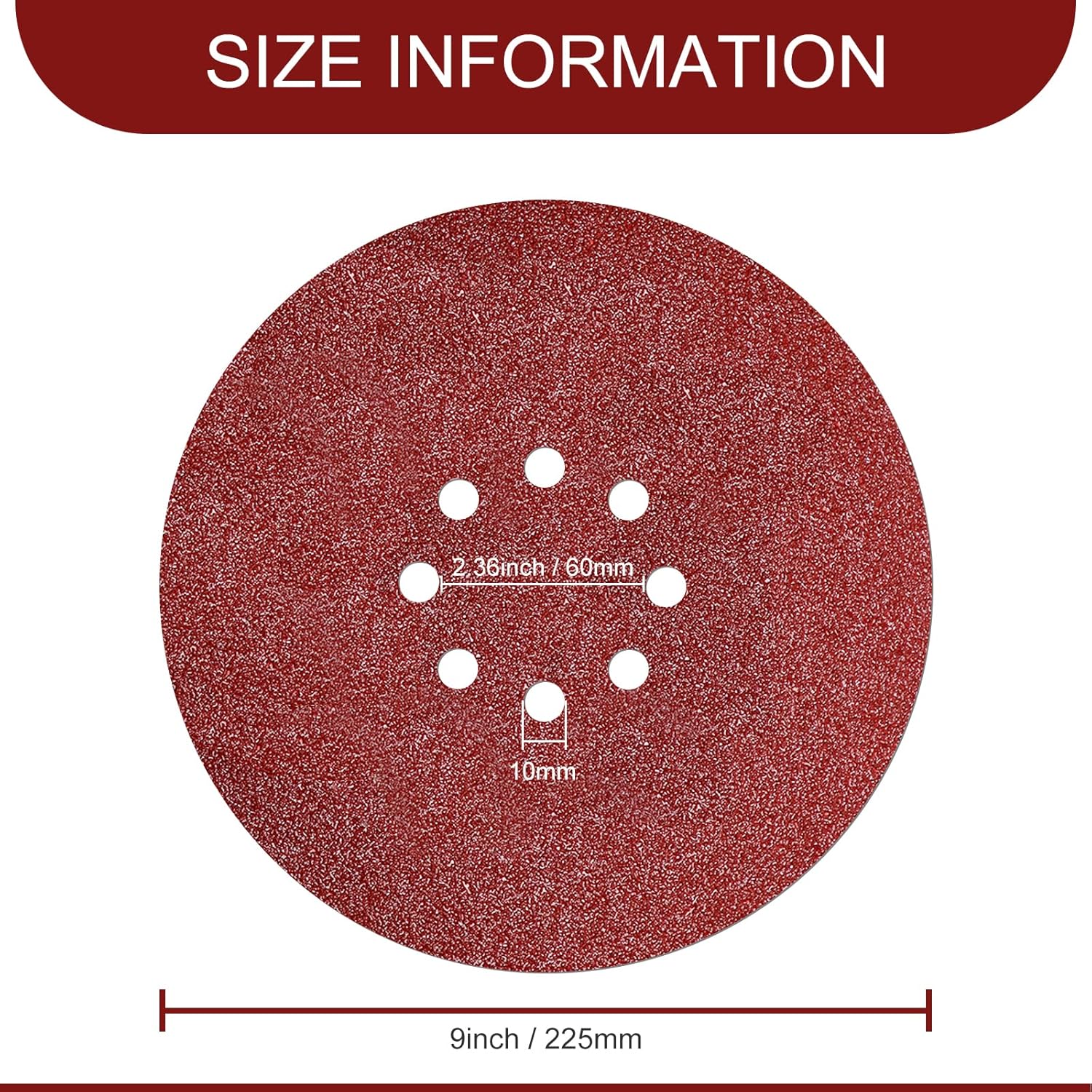 Disque de Ponçage 225 mm Papier Abrasif 8 Trous Grain 80 pour Ponceuse Murale 10PCS - 5