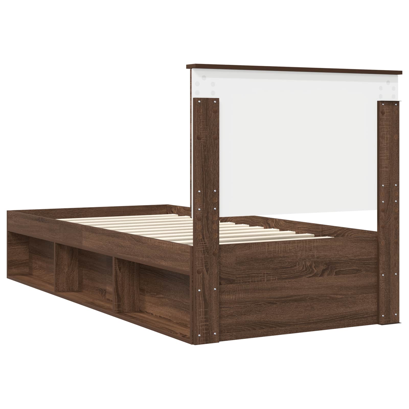 Cadre de lit chêne brun 75 x 190 cm bois de pin massif - 9