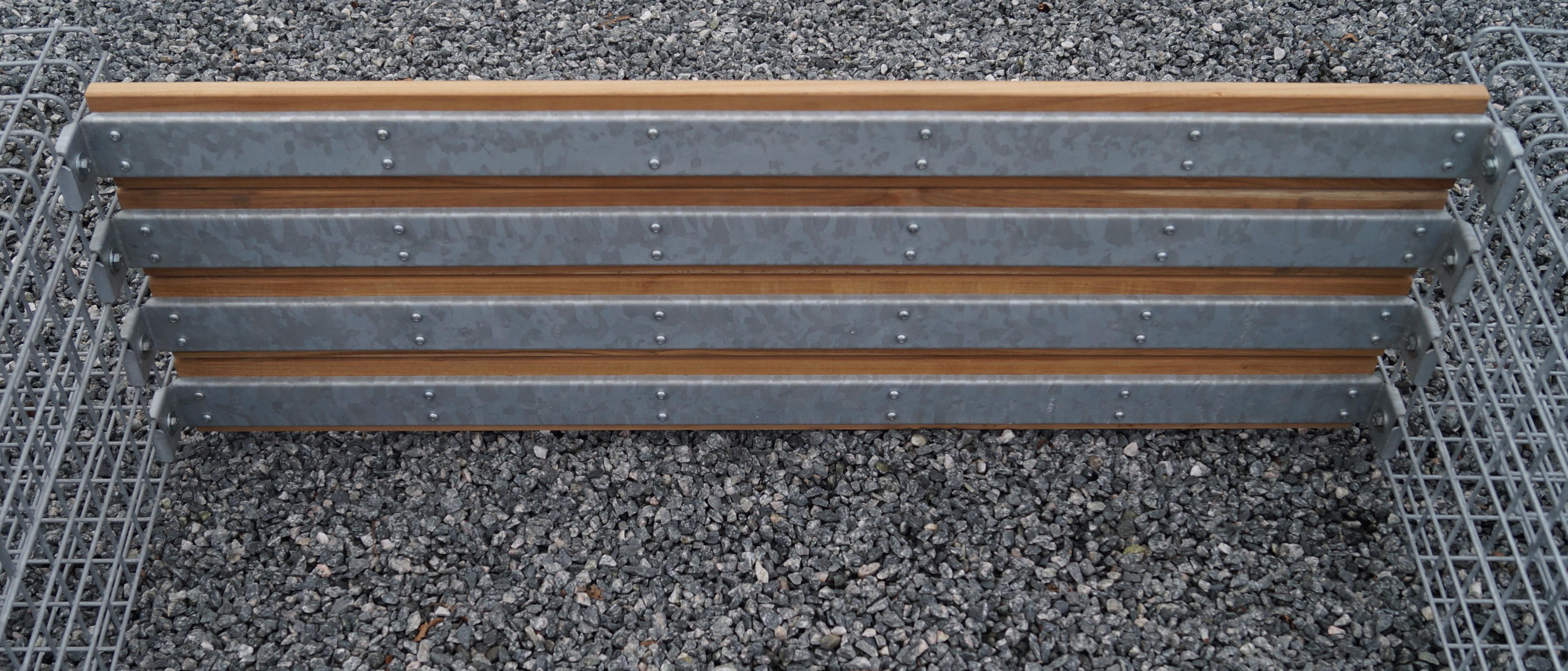 Gabiona - Madera TECA para banco de jardín de 4 cortes 115 x 9 x 2 cm - 3