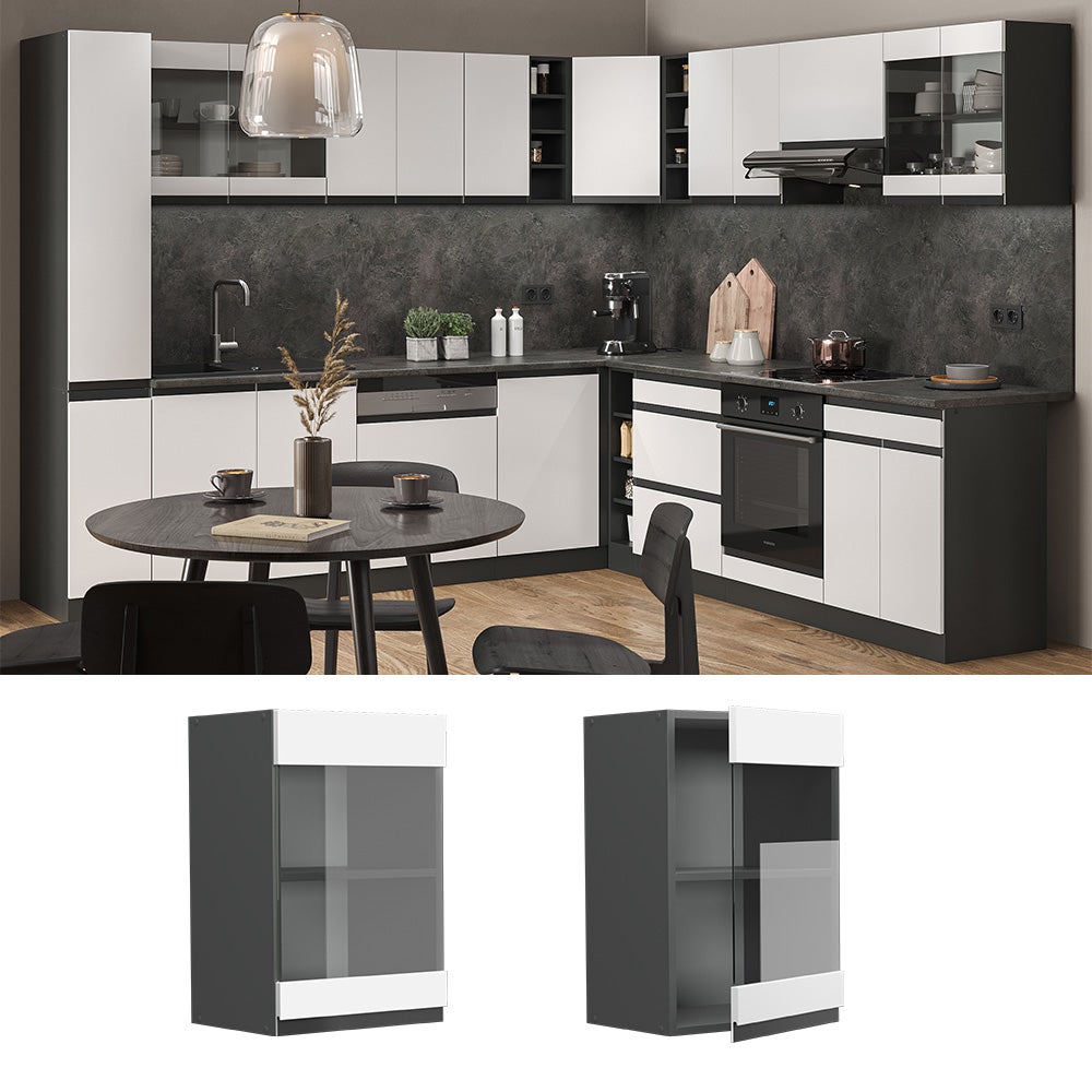 Vicco Armoire en verre R-Line, Blanc, 40cm J-Shape - 2