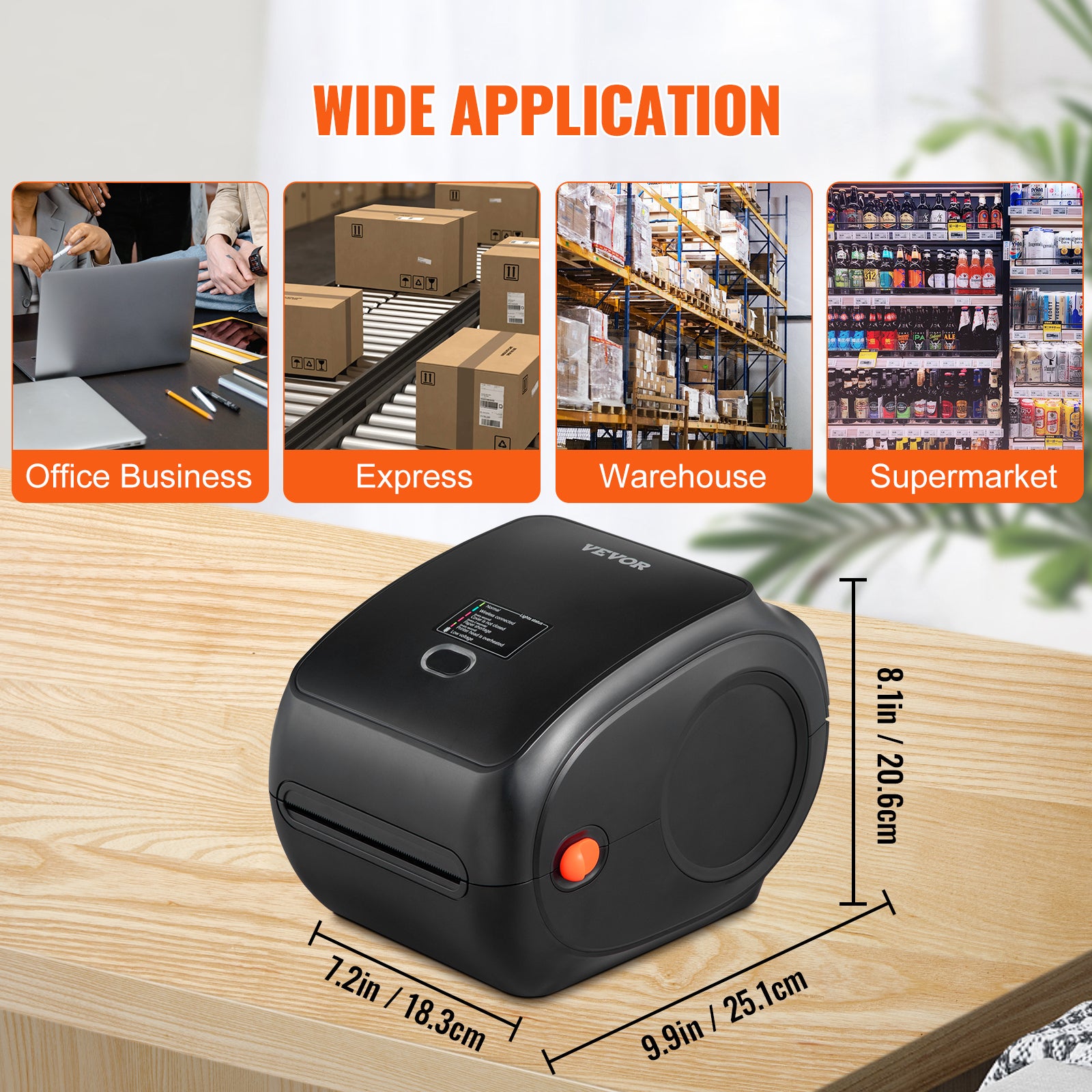 Imprimante d'Étiquettes Thermique VEVOR 4x6 300dpi USB/Bluetooth avec Détection Auto des Étiquettes Amazon/eBay/UPS Prise Charge Windows/IOS/Android - 7