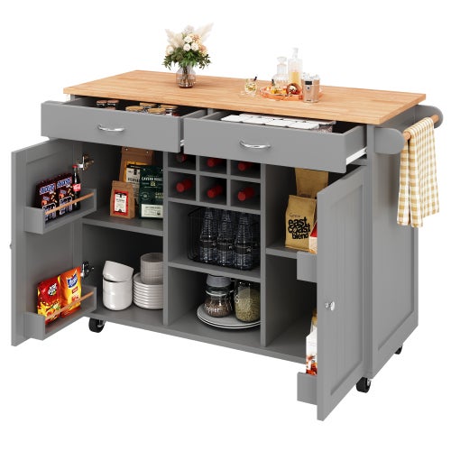 Isla de cocina moderna (102 x 45 x 92 cm),mueble de cocina,aparador,carrito de servicio con vetas de madera,aparador,mesa de comedor multifuncional co