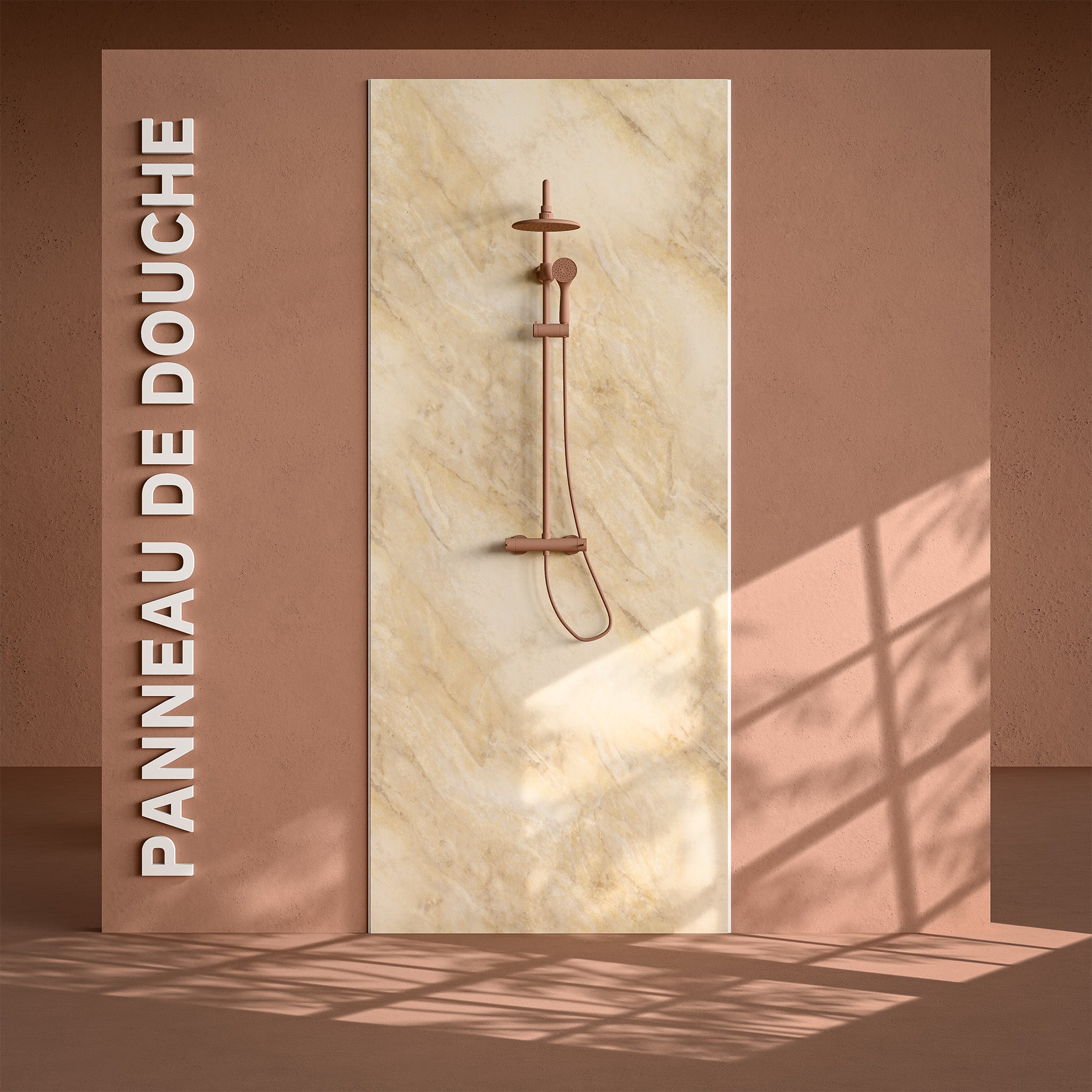 Panneau Douche PVC Marbre Beige - L. 240 x l. 100 x ép. 1 cm | Leroy Merlin