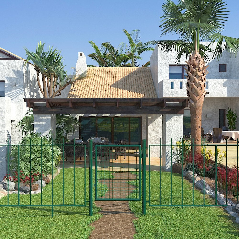 Portillon de Jardin Grillagé, en Acier Galvanisé, Clôture avec Serrure, Porte 106 x 150 cm (L x H), Vert - 2