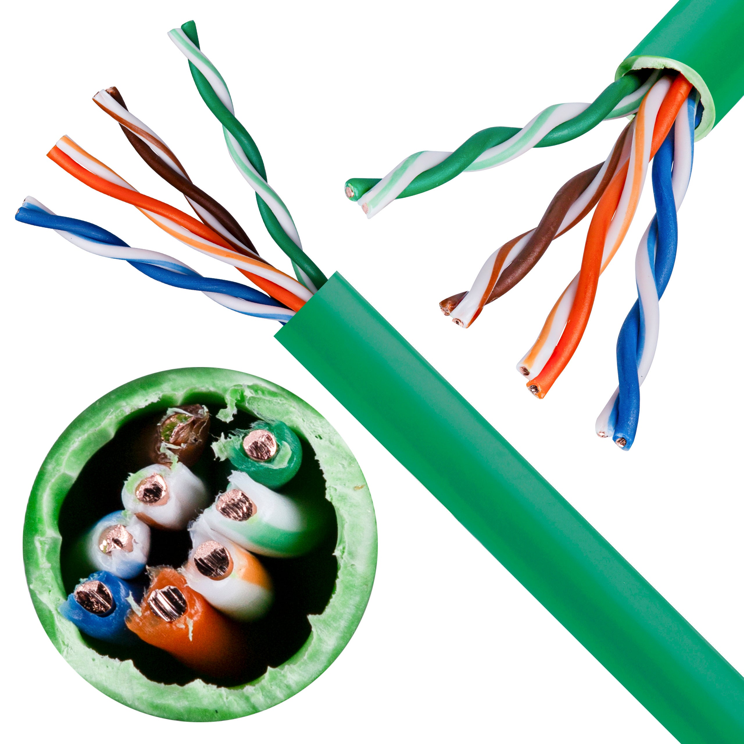 Kabel sieciowy U/UTP kat.5e skrętka 4x2x0,51mm wewnętrzny Eca bezhalogenowy LSOH zielony Corning 305m