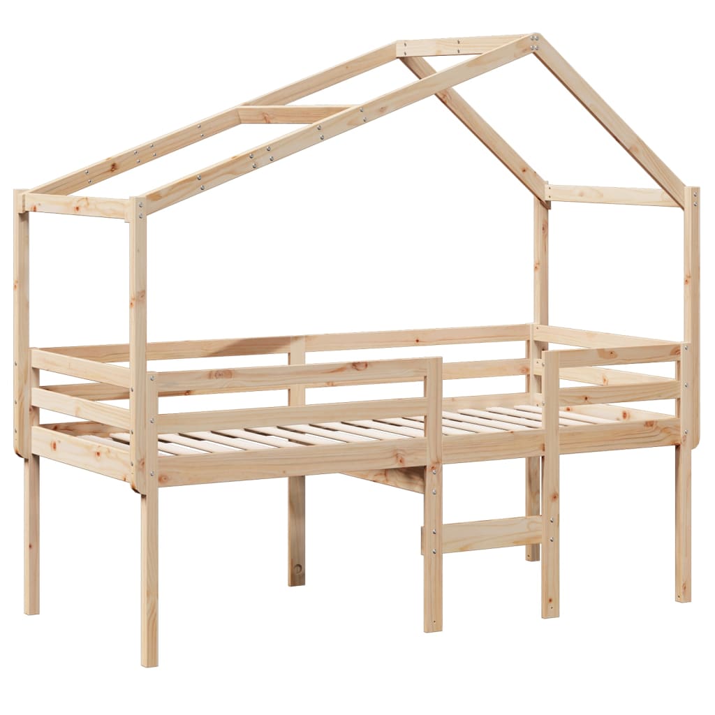 Lit haut avec toit 75x190 cm bois de pin massif - 3