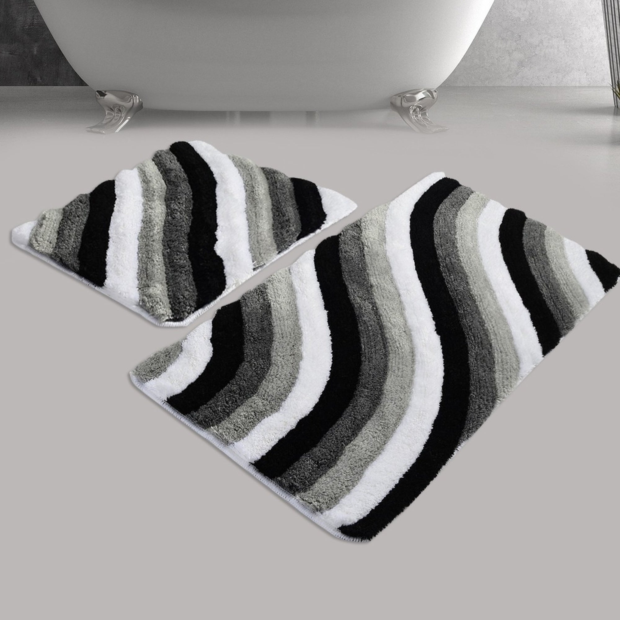 Tappetini da bagno in bianco e nero in set di 2 pezzi - Foutastic