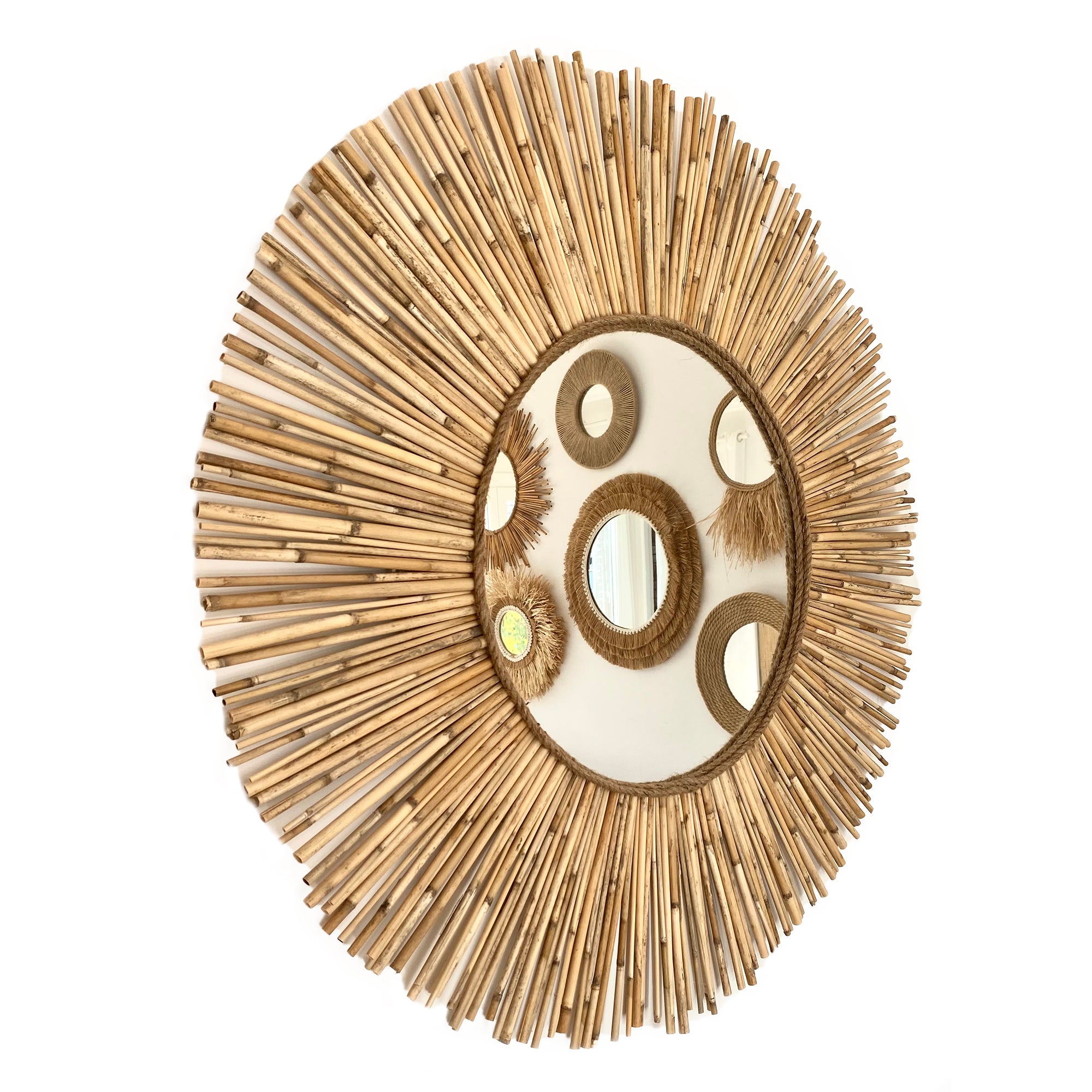 Lustro ścienne z bambusową ramą - MIRROR TEXAS Ø całkowita 90 cm - 3