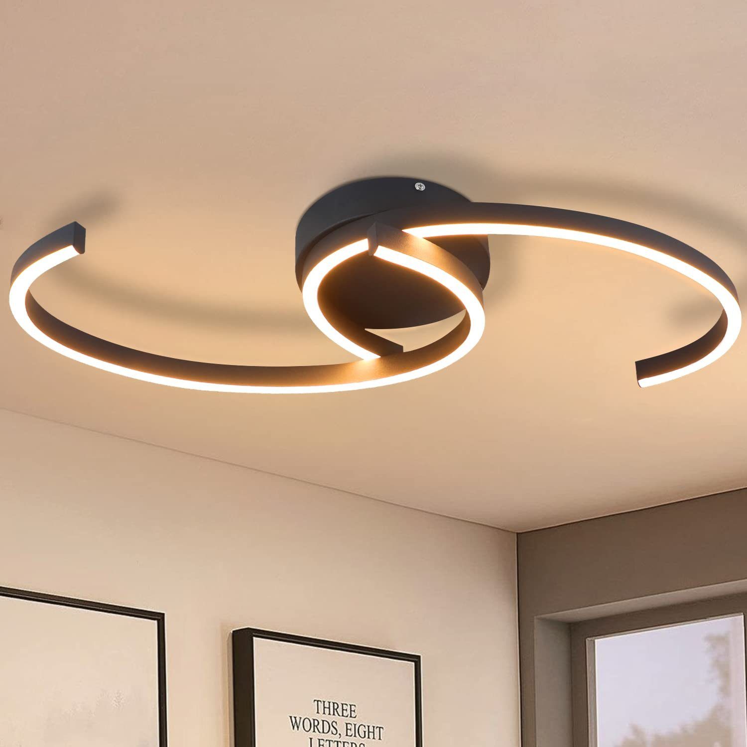 ZMH Lampa sufitowa do sypialni, wzór 2 księżyców, dekoracja biura, 3000 K