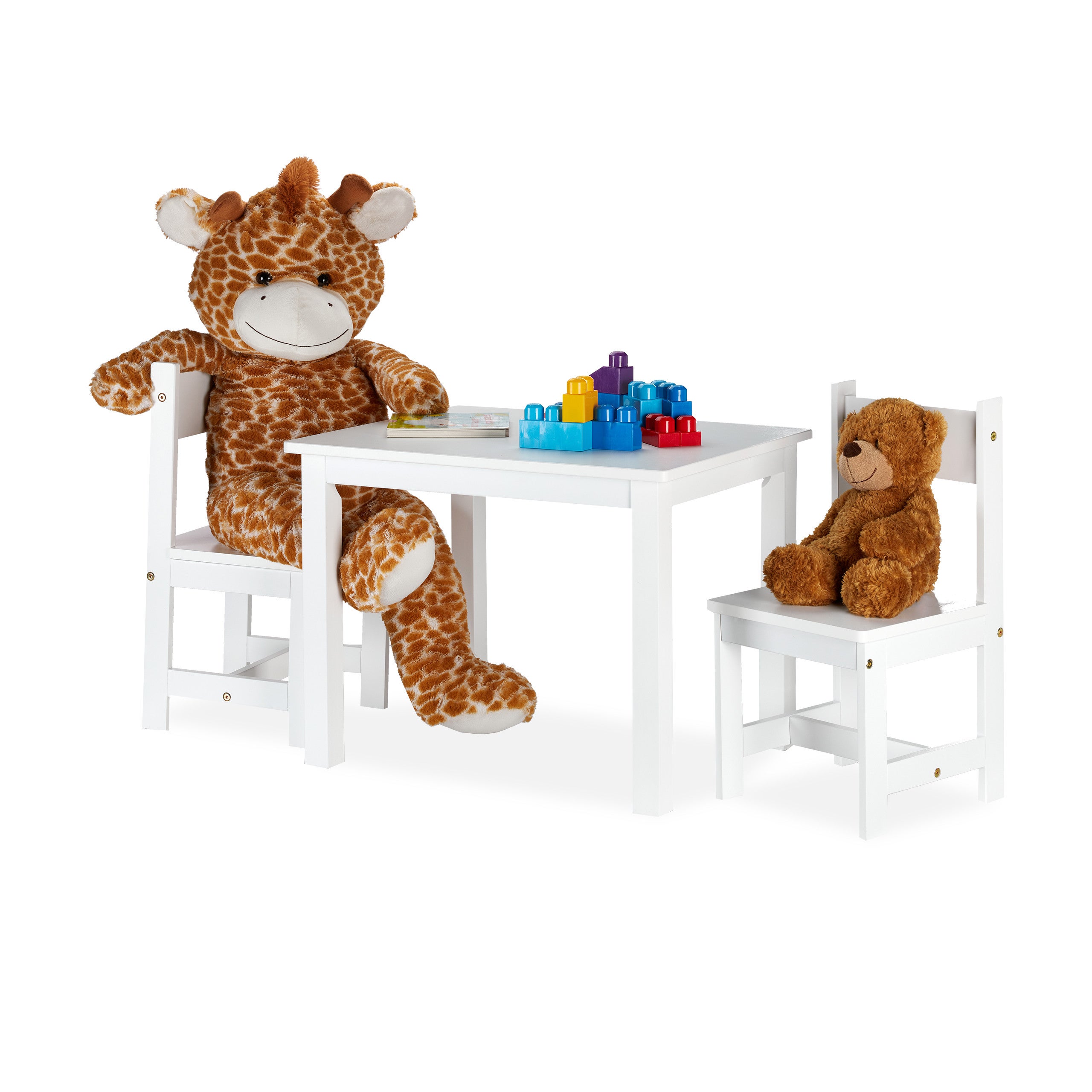 Set Tavolino E 2 Sedie Per Bambini Relaxdays - In MDF Bianco Per Cameretta, Altezza Ridotta