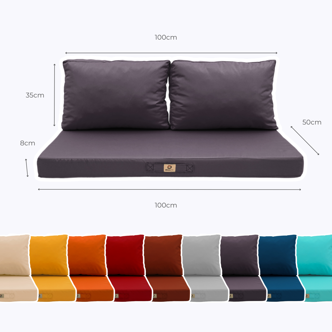 Coussins pour salon de jardin déhoussable 100x50cm Gris carbone - 5