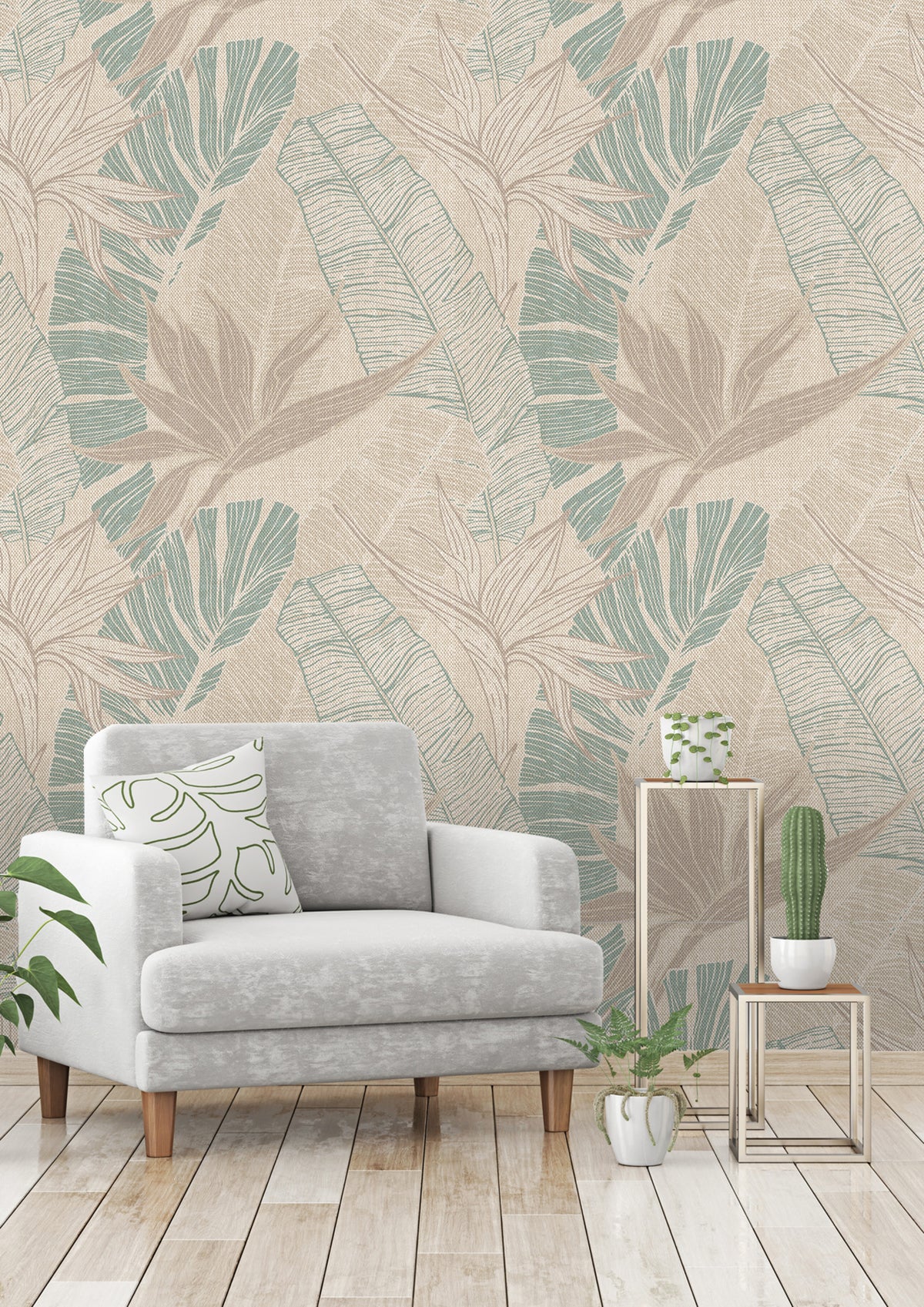 Papel pintado vinílico lavable para paredes, salones, cocinas, baños, pasillos y comedores -Selva 65x300 cm - 3
