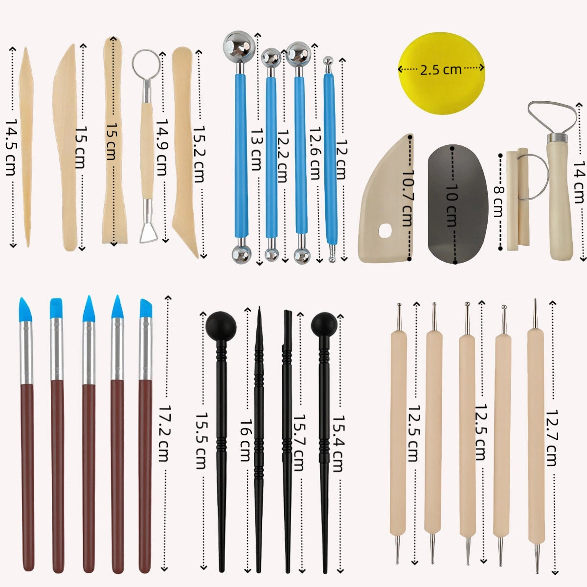 Ensemble d'outils de poterie, un ensemble complet de 52 pièces, adapté à la création de sculptures et de poteries à faire soi-même. - 2