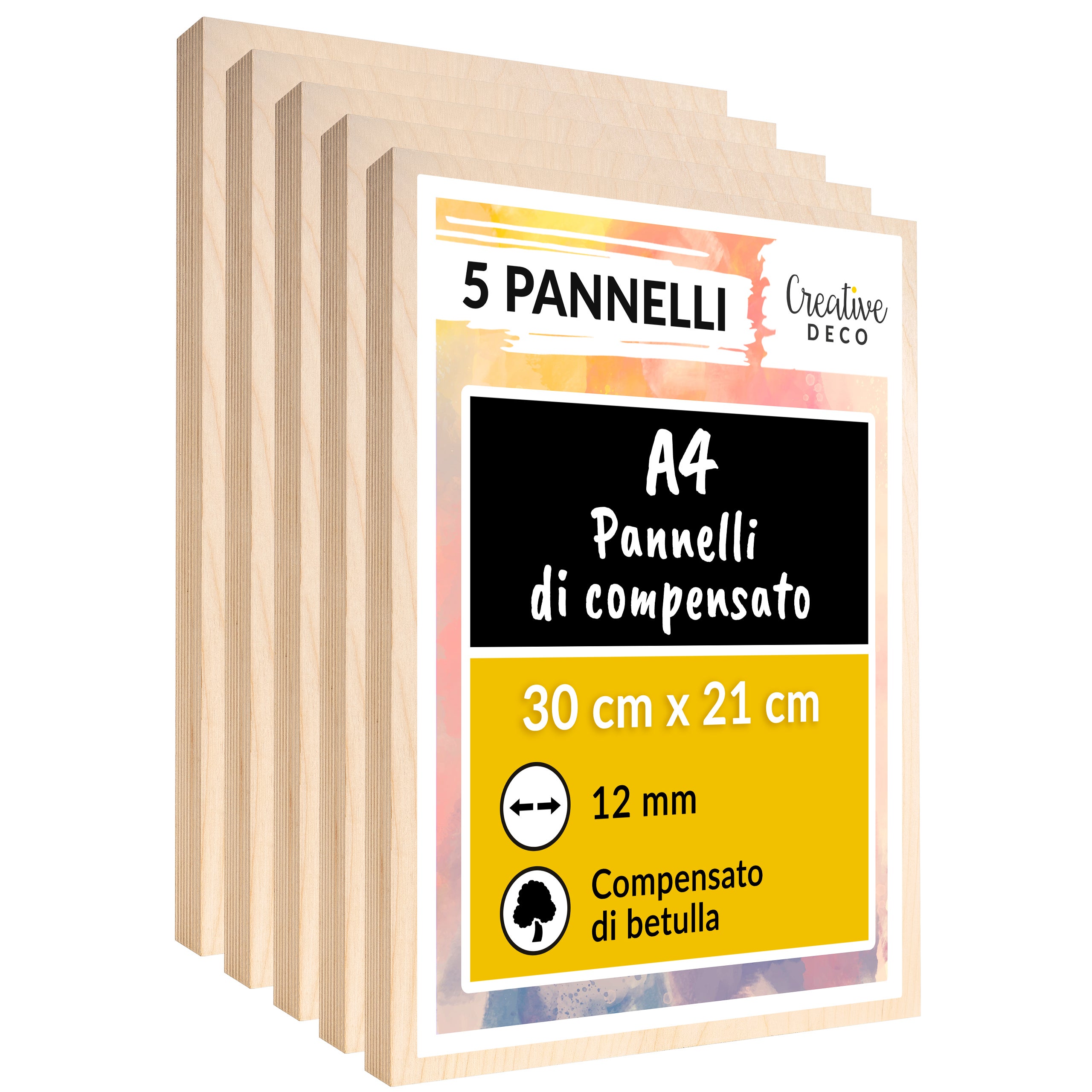 Creative Deco 5 x A4 Compensato Legno Betulla 12mm | Pannelli 300 x 210 x 12 mm | Fogli di Legno per Decorazione, Taglio Laser, Pirografia, Pareti - 2