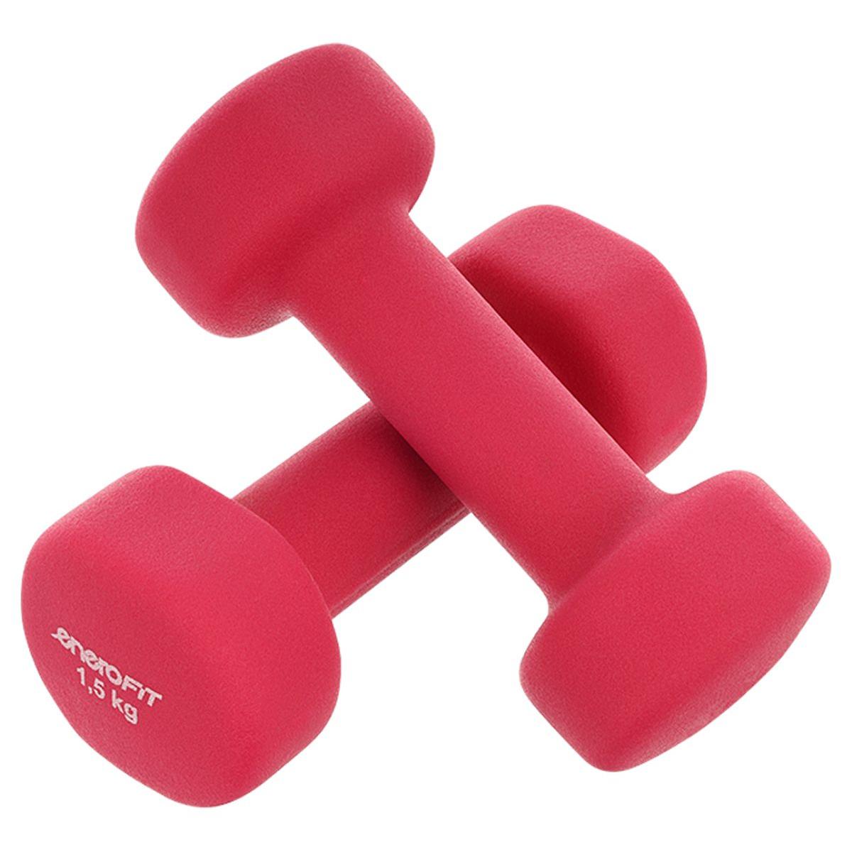 Zestaw żeliwnych hantli pokrytych neoprenem 2x1,5 kg Enero Fit magenta
