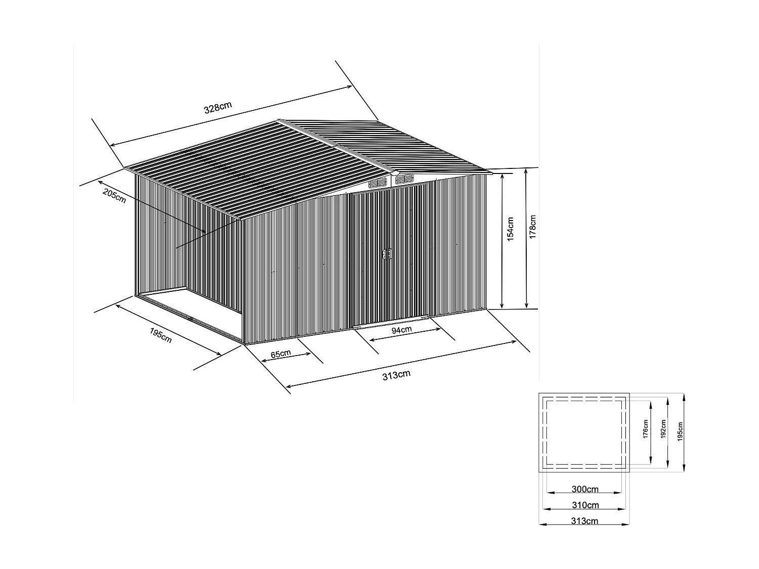 Abri de jardin métal avec abri bûche en acier galvanisé gris 6,7 m² LERY - 4