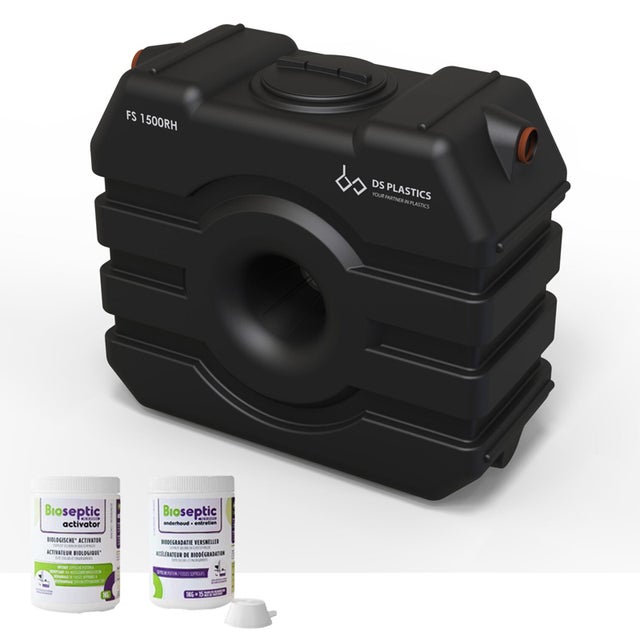 Kit Fosse Septique Rectangulaire A Enterrer 1500 Litres DS Eau Pour 4 personnes avec produits activateurs et d'entretien.