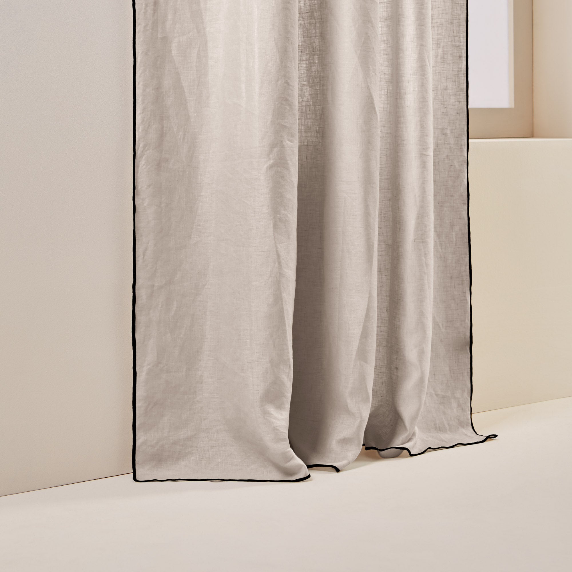 rideau panneau Tamisant en 100% lin lavé légèrement froissé CARLINA beige 150x280 cm - 5