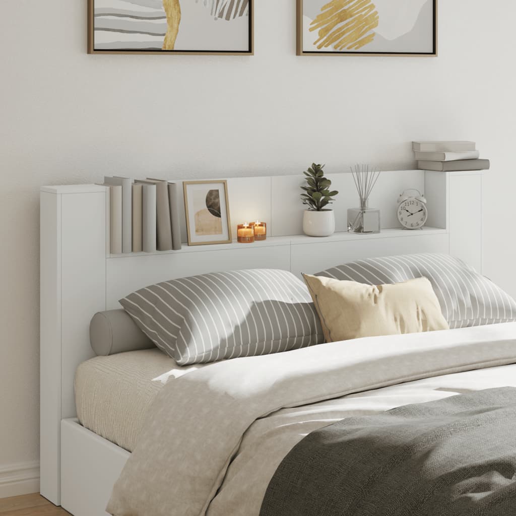 Armoire Tête De Lit Avec LED RGB - 140x17x102 Cm, Bois, Rangement Et éclairage Moderne Pour Chambre