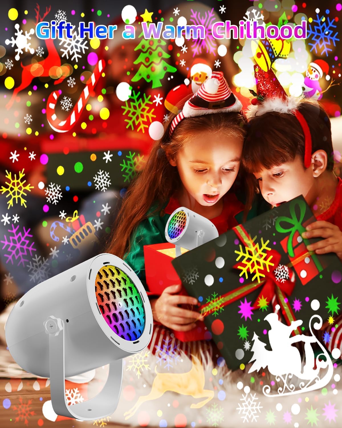 Proyector de luces navideñas: lámpara con alimentación USB para sala de ...