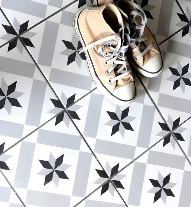 Carrelage sol / mur effet ciment motif étoile 20x20 cm 1900 CALVET (vendu par boite de 1m2)