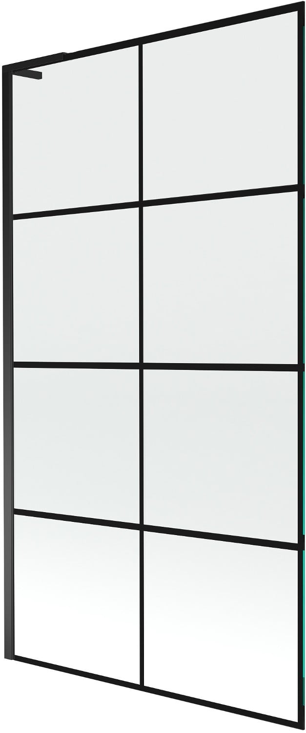 Mexen Next L parawan nawannowy 1-skrzydłowy 100 x 150 cm, czarna kratka, czarny - 895-100-000-03-77-70