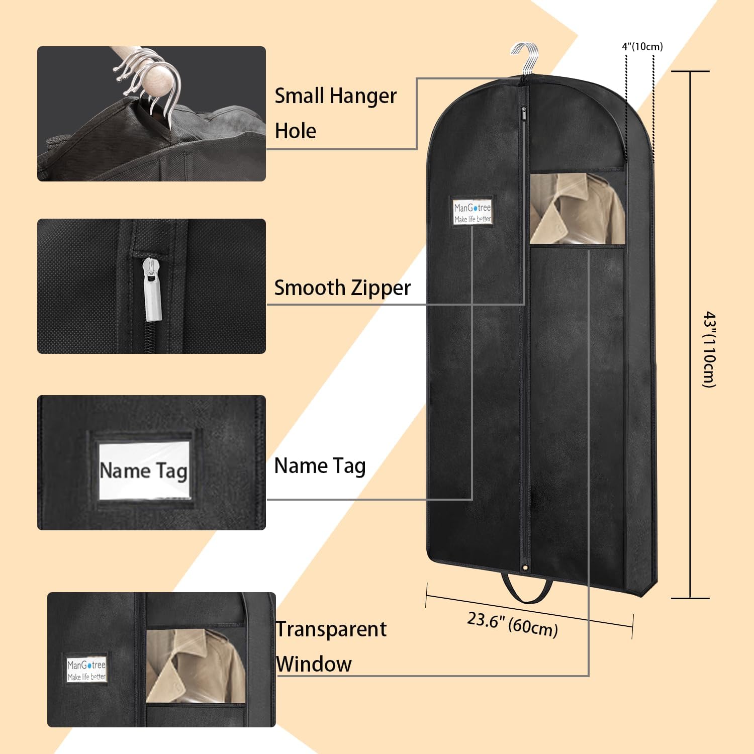 Lot De 12 Sacs U00e0 Vu00eatements Longs - 60 X 120/100 Cm - Bord