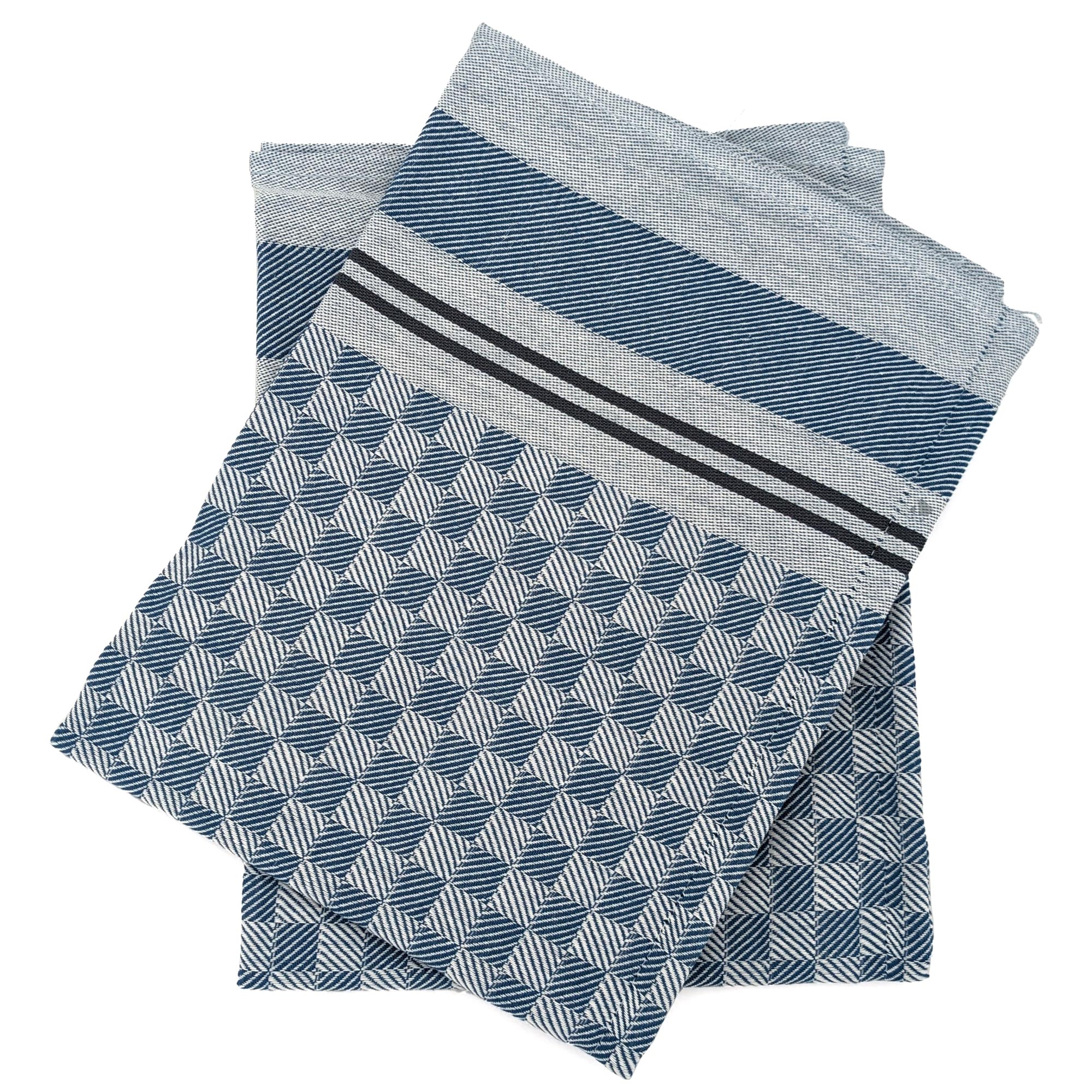 Set De 5 Torchons ZOLLNER - Coton 50x70cm, 170g/m², Bleu à Carreaux - Qualité Hôtelière