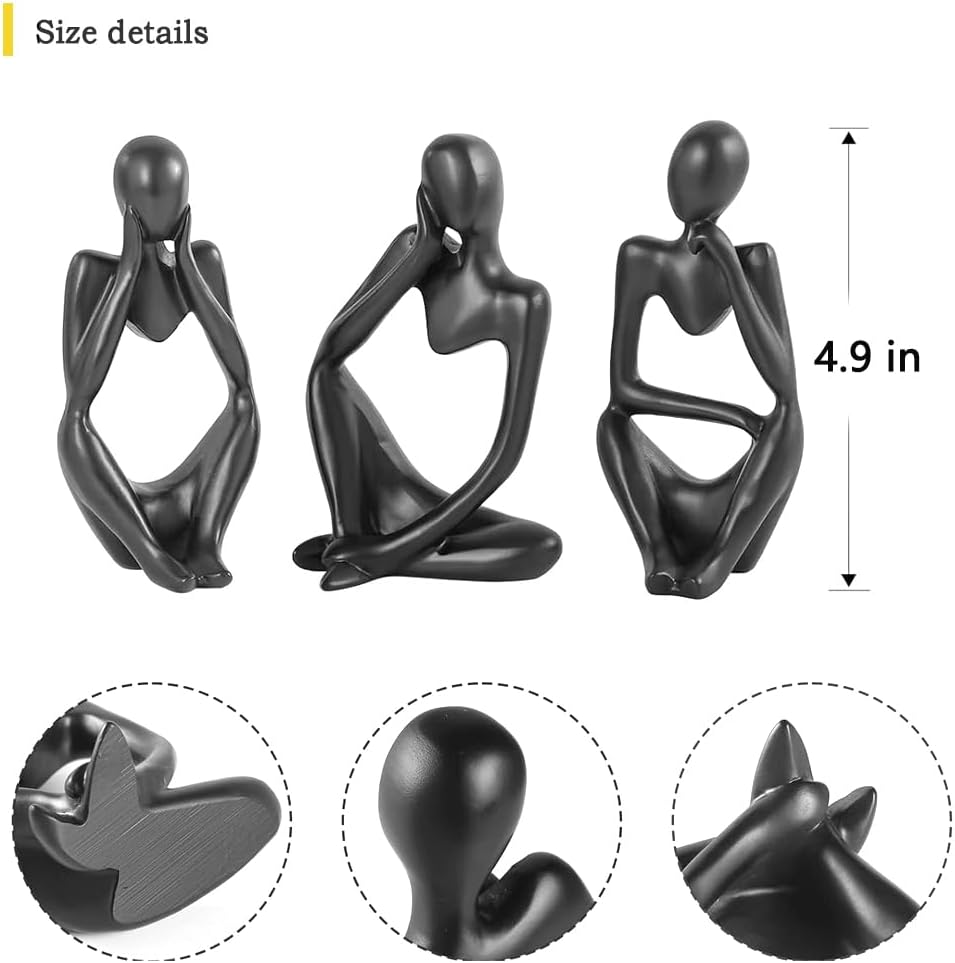 Statue Abstraite Moderne Noir, Statuette Décoration Maison & Bureau, Sculpture Design Intérieur, Objet Décor Salon & Intérieur - 2