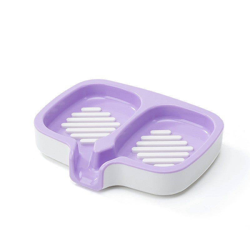 Savoniera dubla Flippy din ABS, mov/alb, 14.5 x 18 x 3 cm