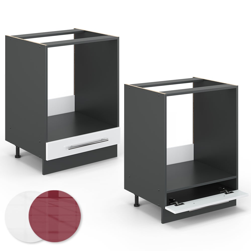 Vicco Meuble pour four Fame-Line, Blanc Haute brillance, 60cm sans PT - 5