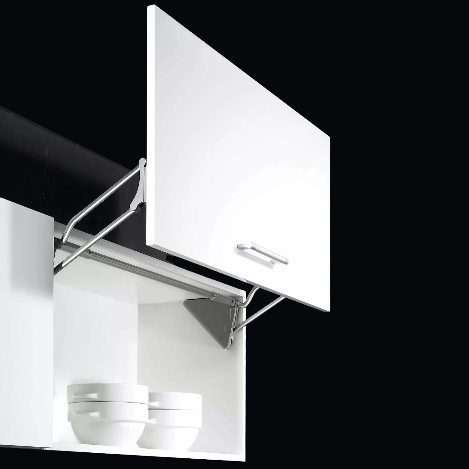 Mecanismo de Abertura de Porta Basculante de Cozinha com Amortecedor - LIFT-UP 90° com Parada Livre e Fechamento Suave - Para Módulo de 450-600 mm. - 4