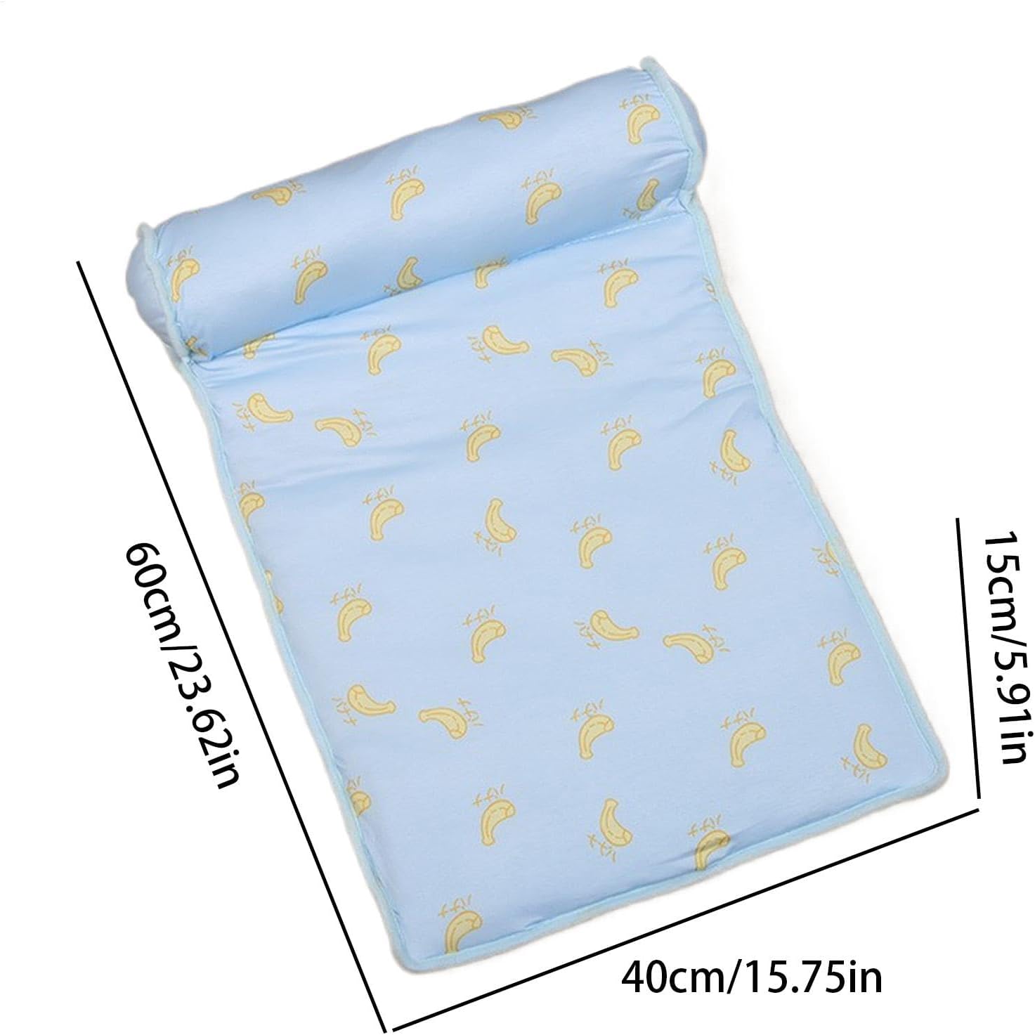 Cama refrescante (60 x 40 x 15 cm) para cães e gatos - Seda gelada - Macia e lavável - Almofada respirável - Colchonete com travesseiro para o verão - 2