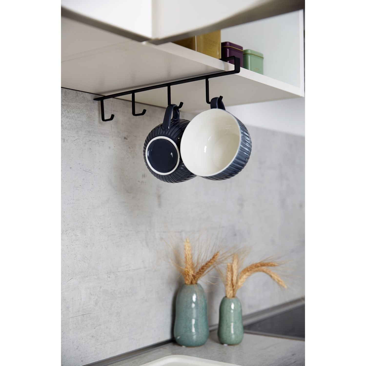 Rangement de placard cuisine - Porte 4 Tasses - Noir - 2