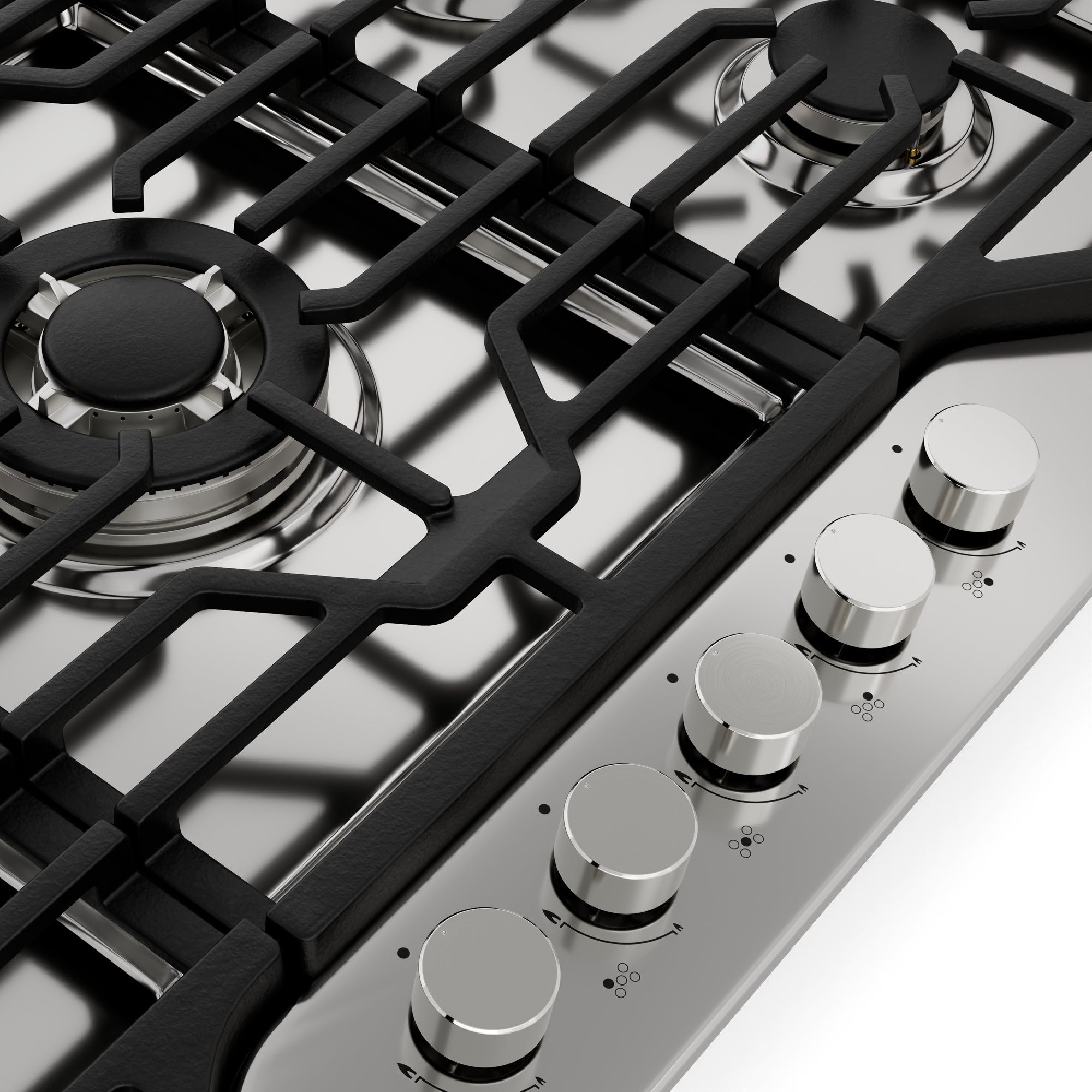 Klarstein Turbocast Plaque de cuisson à gaz 91cm 5 brûleurs Acier inox 304 Support pro en fonte Brûleur wok Inox - 6