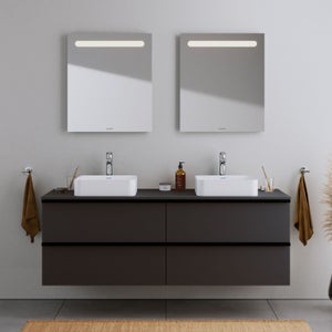 DURAVIT - Meuble mural suspendu MDF de salle de bain design sous-vasque avec 4 tiroirs pour salle de bain - 160x57,3x55cm - Noir mat - DURAPOINT
