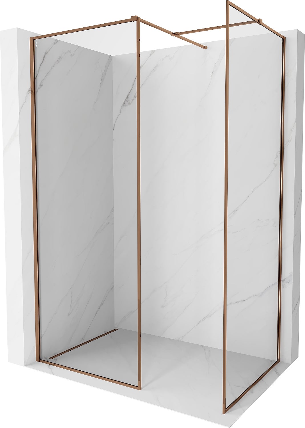 Mexen Kioto-XF ścianka prysznicowa Walk-in z ramką 150 x 120 cm, transparent 10 mm, różowe złoto - 800-150-202-04-60-120-XF