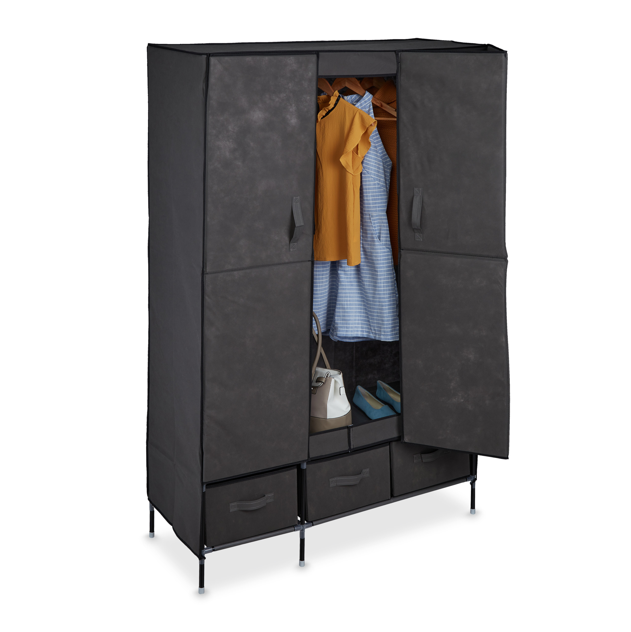 KESSER® Armoire en tissu Armoire stable avec tringle à vêtements