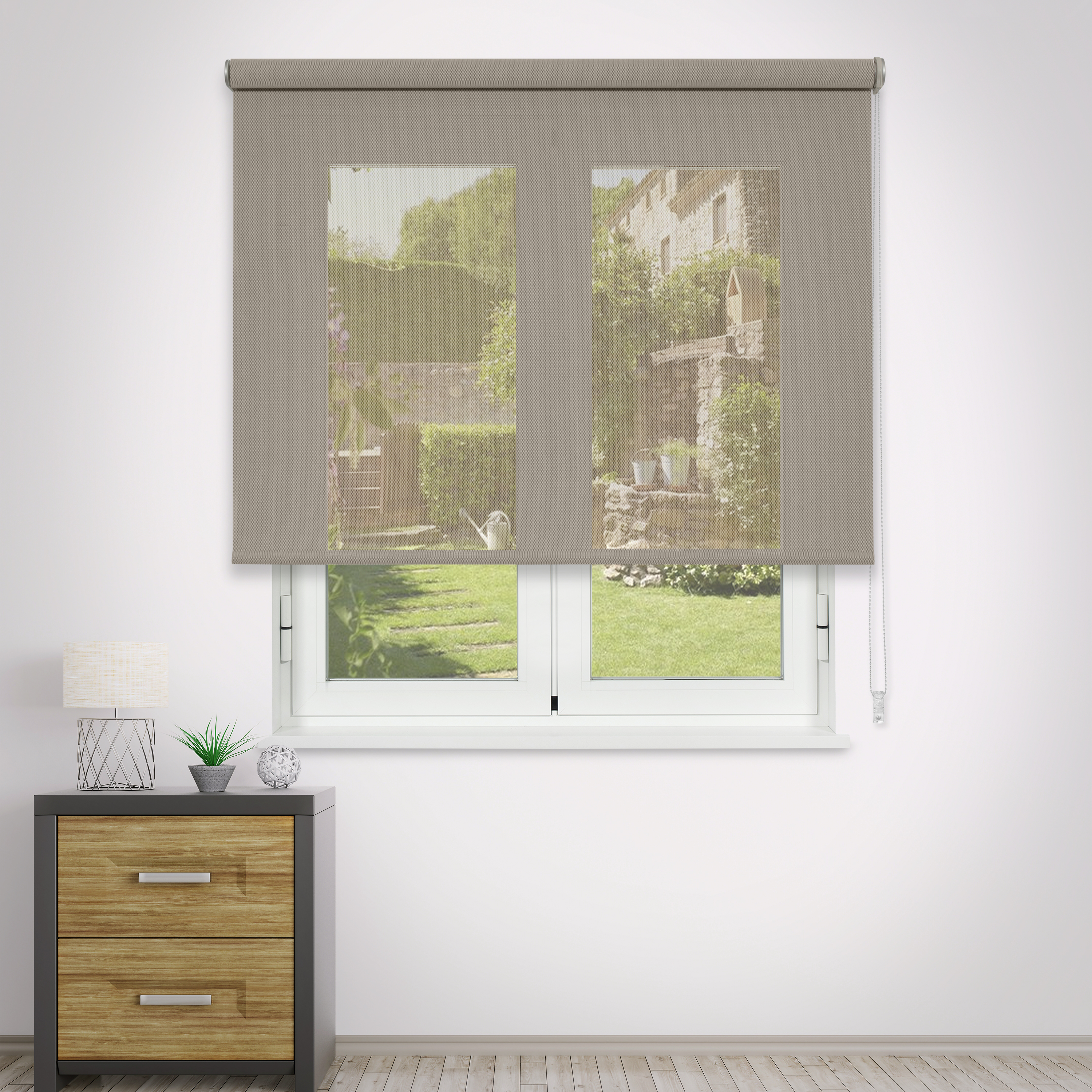 Estor enrollable viewtex screen grado de apertura 10% pebble 105 x 250cm