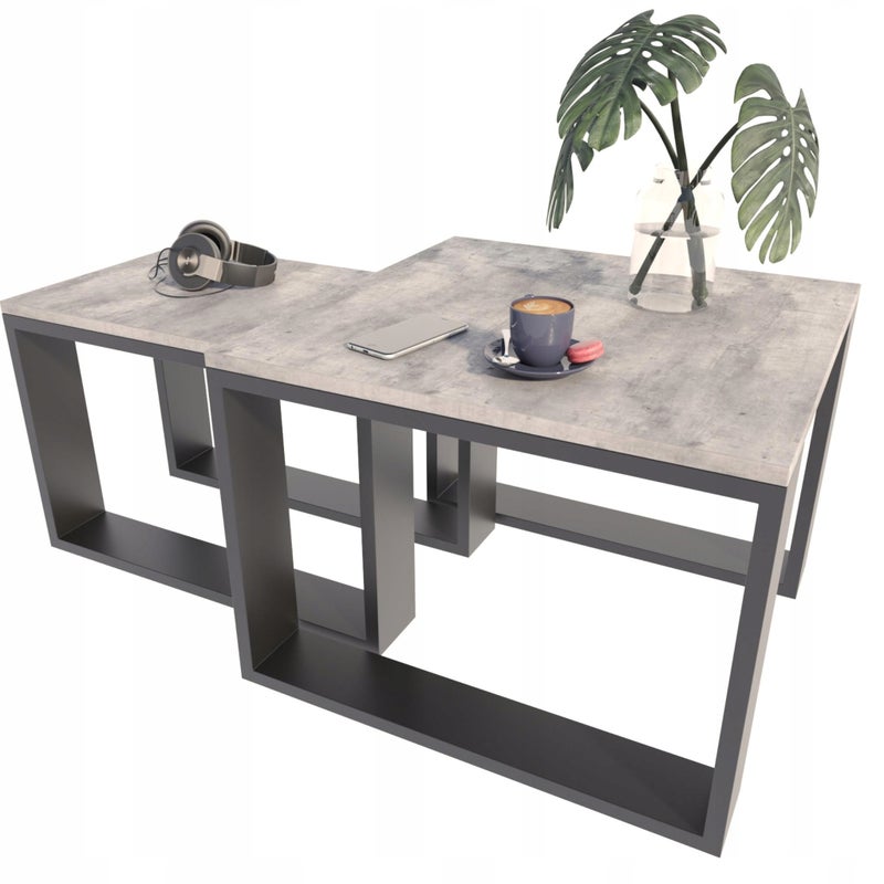 Ława stolik kawowy podwójny LOFT-PER beton-czarny PER