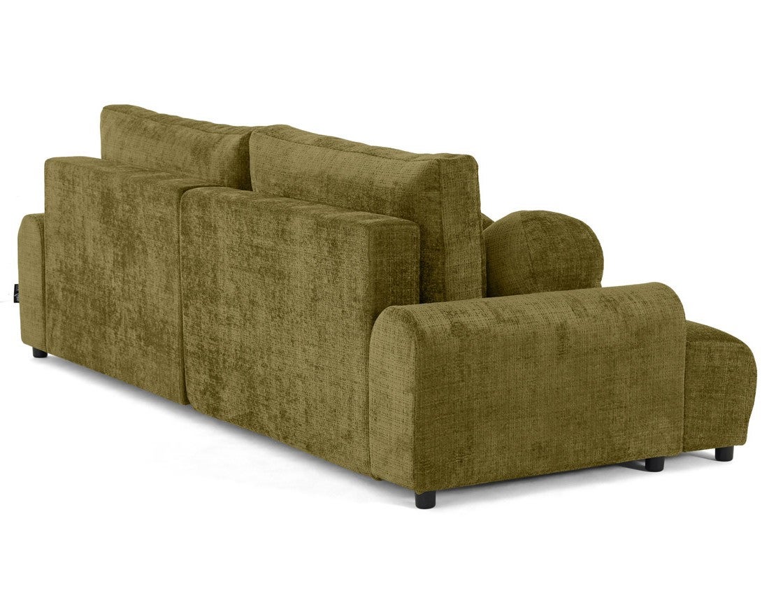 Canapé d'angle droit convertible 4 places en velours texturé vert olive - NELLY - Best Mobilier - 8