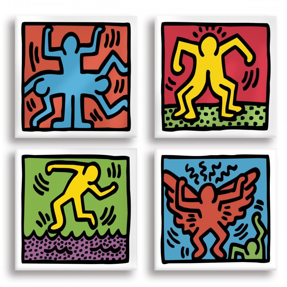 KEITH HARING - Zestaw 01 - 4 płótna 40x40cm na drewnianej ramie 40x40cm